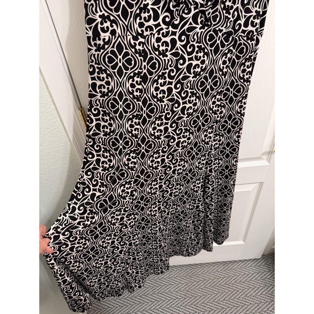 Glamour Black White Patterned Sleeveless Midi Dress Size 16 - Picture 5 of 11